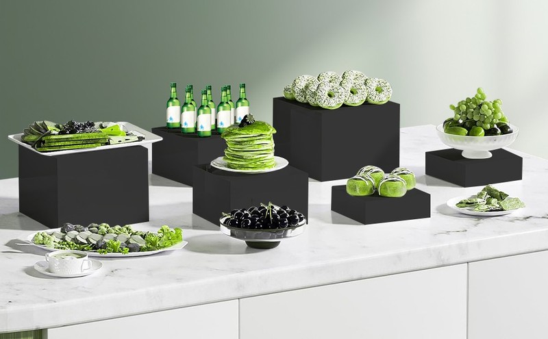 6Pcs Buffet Riser Dessert Table Display Set Square Stackable with Hollow bottoms gallery