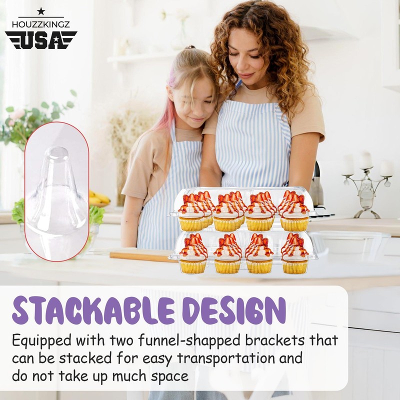 Plastic Cupcake Containers Boxes | 12 Compartment – 20 Pack | Disposable High... gallery