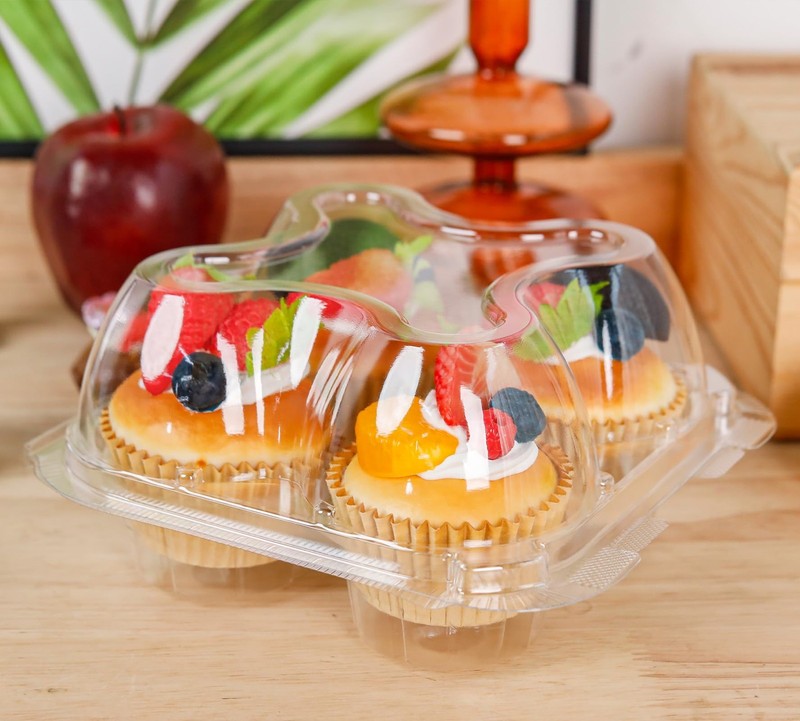 NPLUX 4 Compartment Cupcake Containers 60 Pack Cupcake Holder with Connected ... gallery