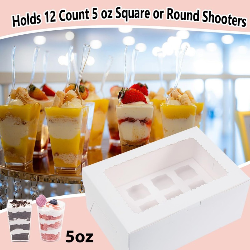 6 Pack Dessert , Holds 12 Count 5 oz Square or Round Dessert Shooters,Cupcake... gallery