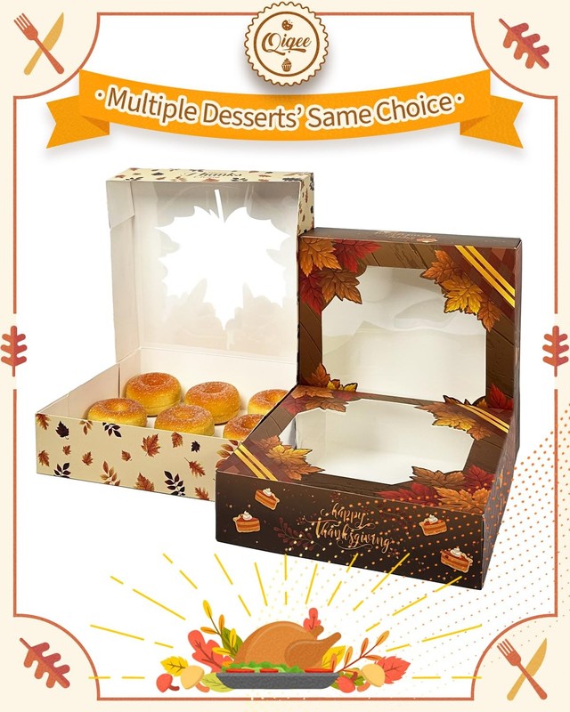 12 PCS Thanksgiving Cookie Boxes With Window Bakery Pastry Box 9x9x2.5 Inch gallery
