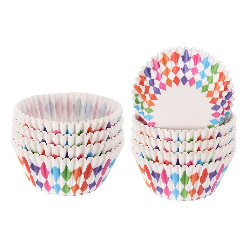 200 Count Cupcake Liners Cupcake Cups Standard Size, Colored Rhombus