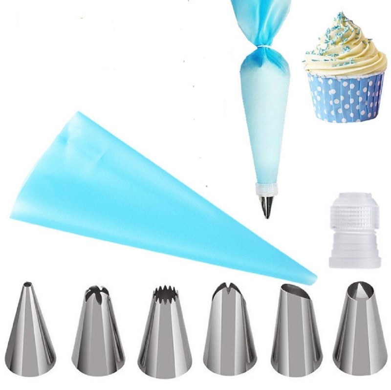 8 Ps Piping Bag and Tips Cake Decorating Supplies Kit Icing Tips with Pastry Bag