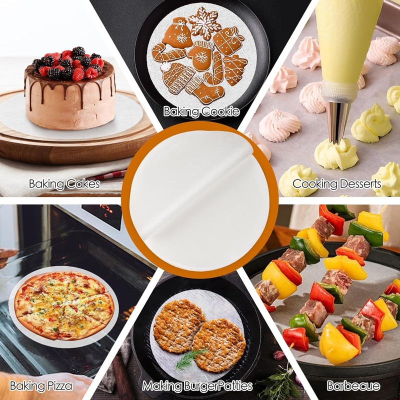 8 Inch Parchment Paper Rounds 100 Sheets, Non Sti Pre-cut Baking gallery