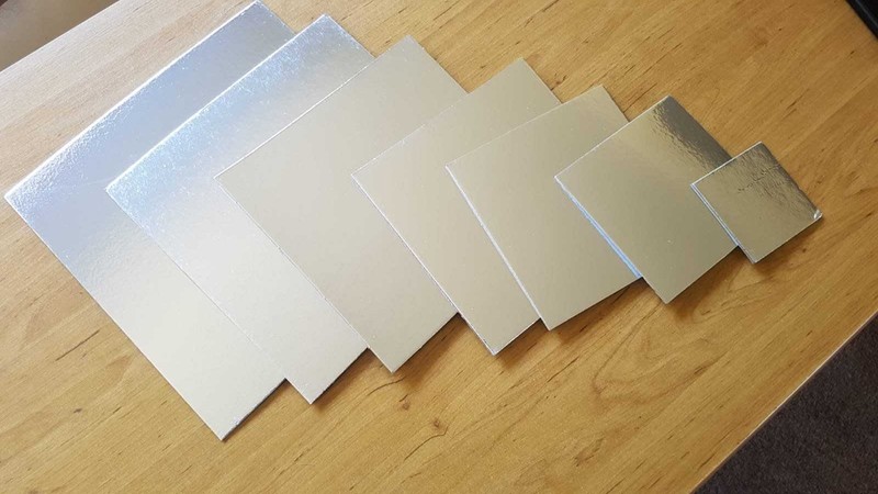 8" Inch Cardboard Cake Board Square Silver Thickness 2mm - Premium cakeboards gallery
