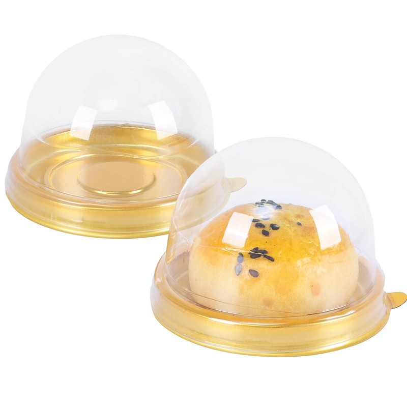 50 Pcs Mini Cake Containers with Clear Dome Lids, Clear Plastic Small Dessert…