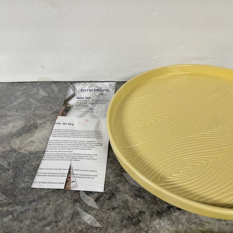 Temp-tations Woodland 13” Ceramic Lazy Susan in Butter Cream Yellow RARE gallery