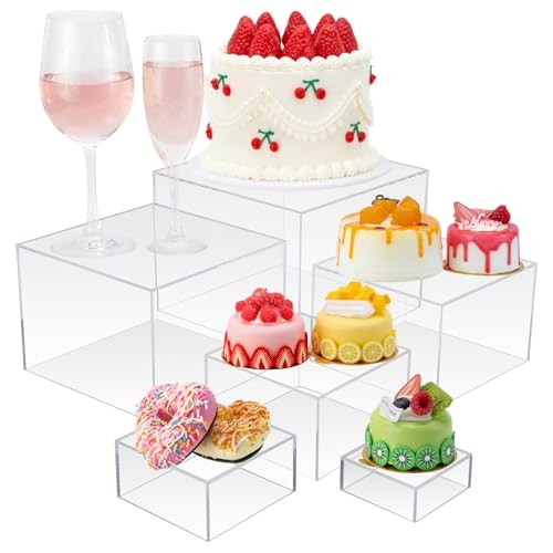 6Pcs Clear Acrylic Boxes for Display, Food Risers for Buffet Table Party gallery