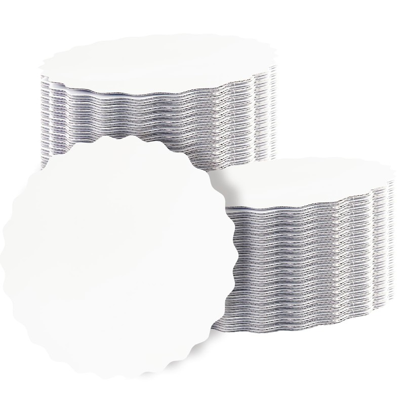 qiqee 6 Inch White Wave Cake Boards Round 15-Packs 6 inch / 15Pcs,