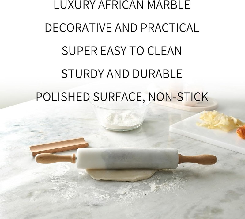 Marble Rolling Pin, Non-Stick African Stone Polished Dough Roller, Pasta, Dum... gallery