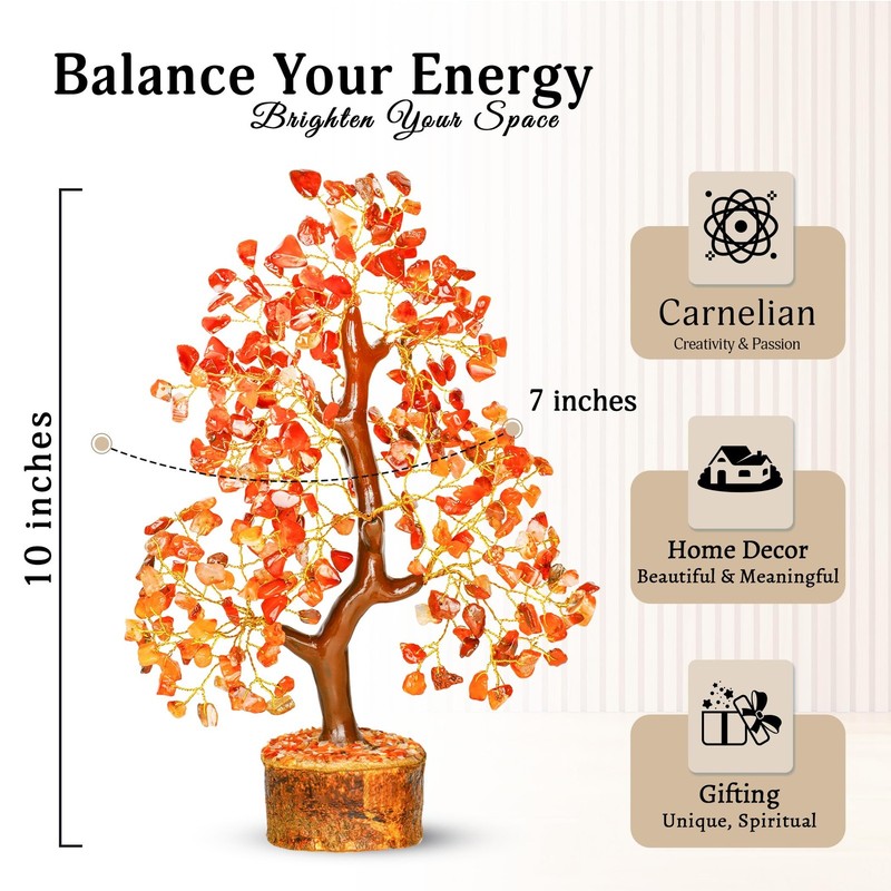 Carnelian Crystal Tree Bonsai - Tree of Life Decor - Healing Energy Spiritual gallery