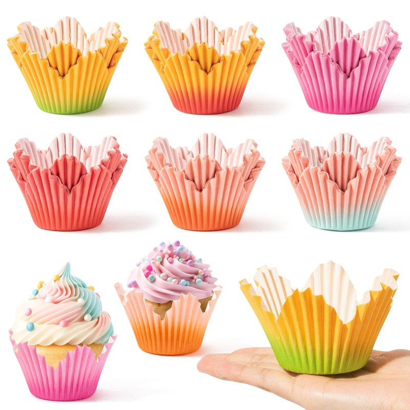 300 PCS Flower Cupcake Paper Liners Baking Cups Muffin Wrappers 6 Styles