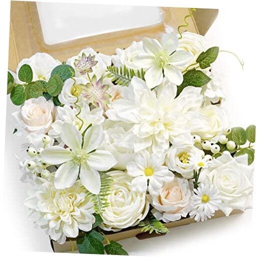 White Artificial Flowers Combo Box – Wedding Decor, Fake Flowers Fairy White