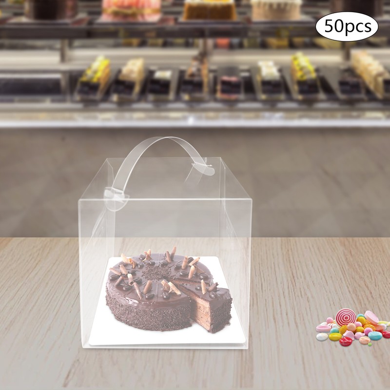 50 Clear Square Cake Boxes 13cm PET Food-Grade for Weddings & Birthdays gallery