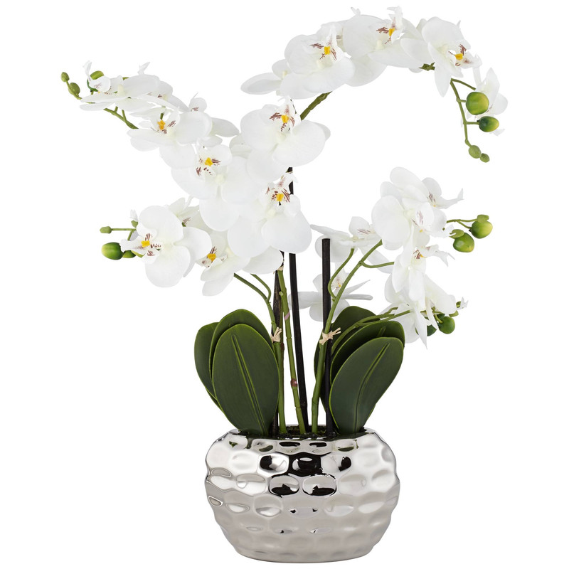 Dahlia Studios Potted Faux Artificial Flowers Arrangements Realistic White