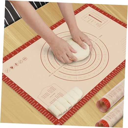 Silicone Baking Mat - 26x16 Thickened Pastry Dough Mat with Red 26"L x 16"W