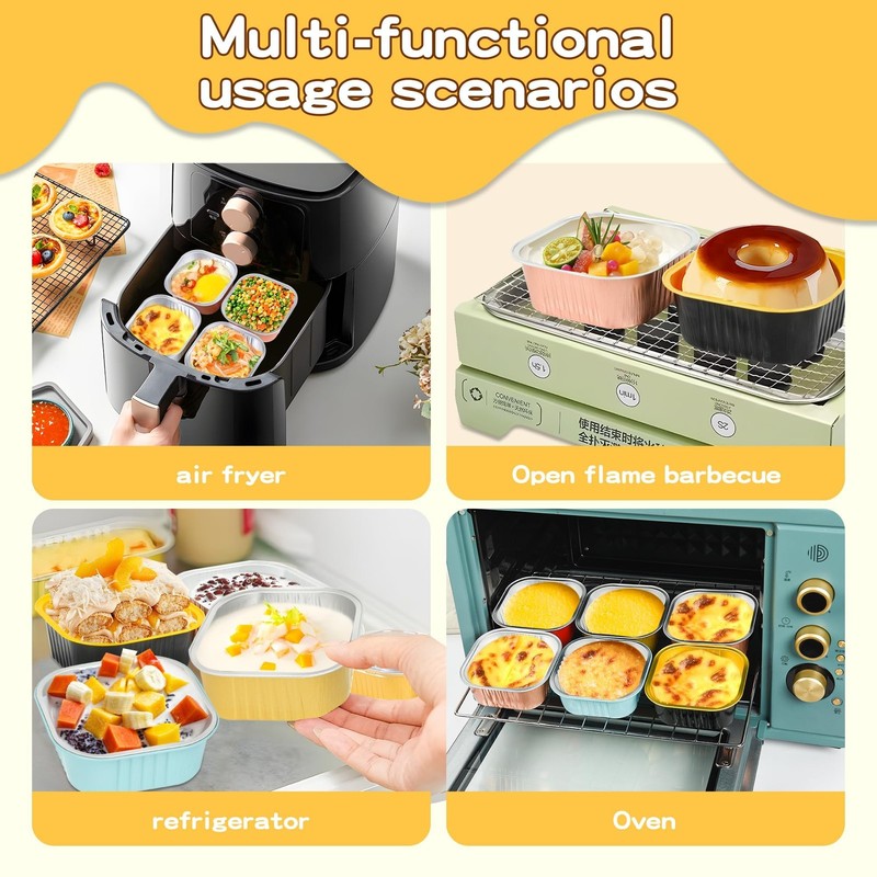 40 Pack Mini Cake Pans with Lids, 5Oz Square Aluminum Foil Brownie Baking Cups, gallery