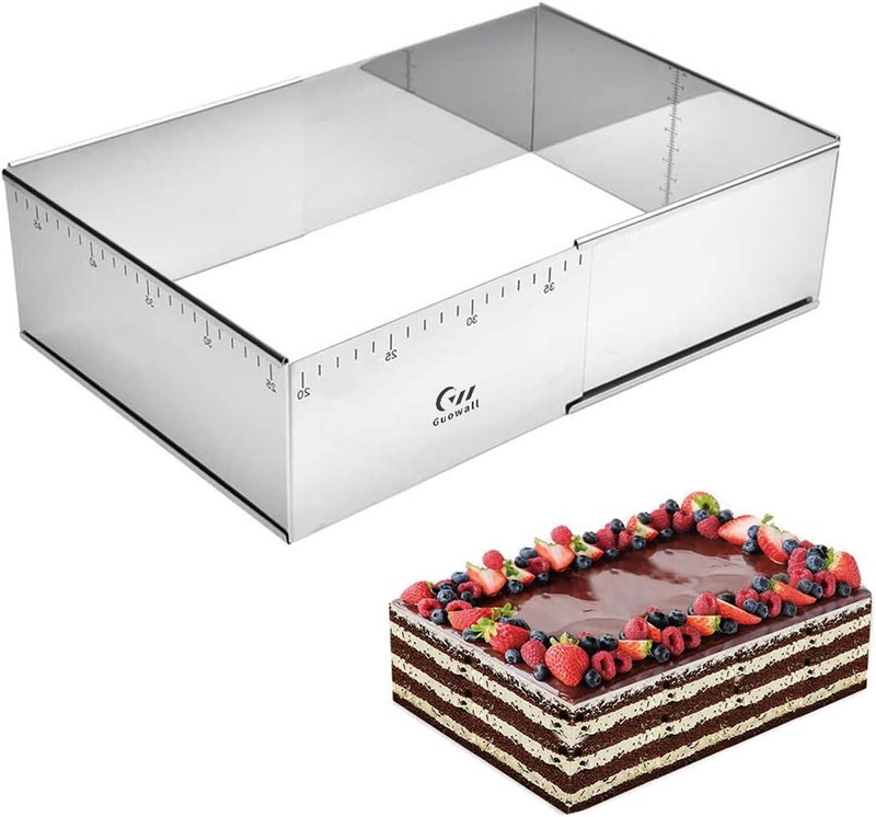 Adjustable Stainless Steel Rectangular Cake Ring 9.5×7.5×4 Inch Baking Mold