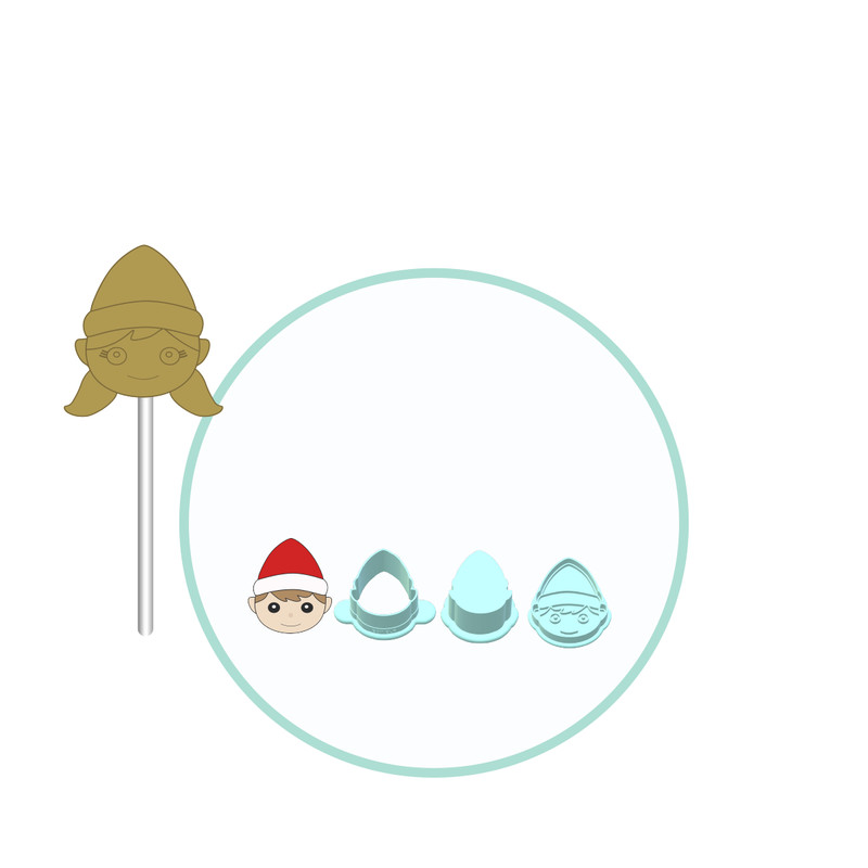 Christmas Elf Cake Pop Molds with Embosser Stamp| Deluxe Cutter, Popper, and