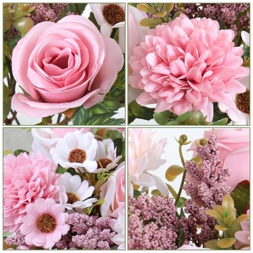 Artificial Flowers Like Real Artificial Bouquet 2 Packs Silk 2PCS Pink gallery