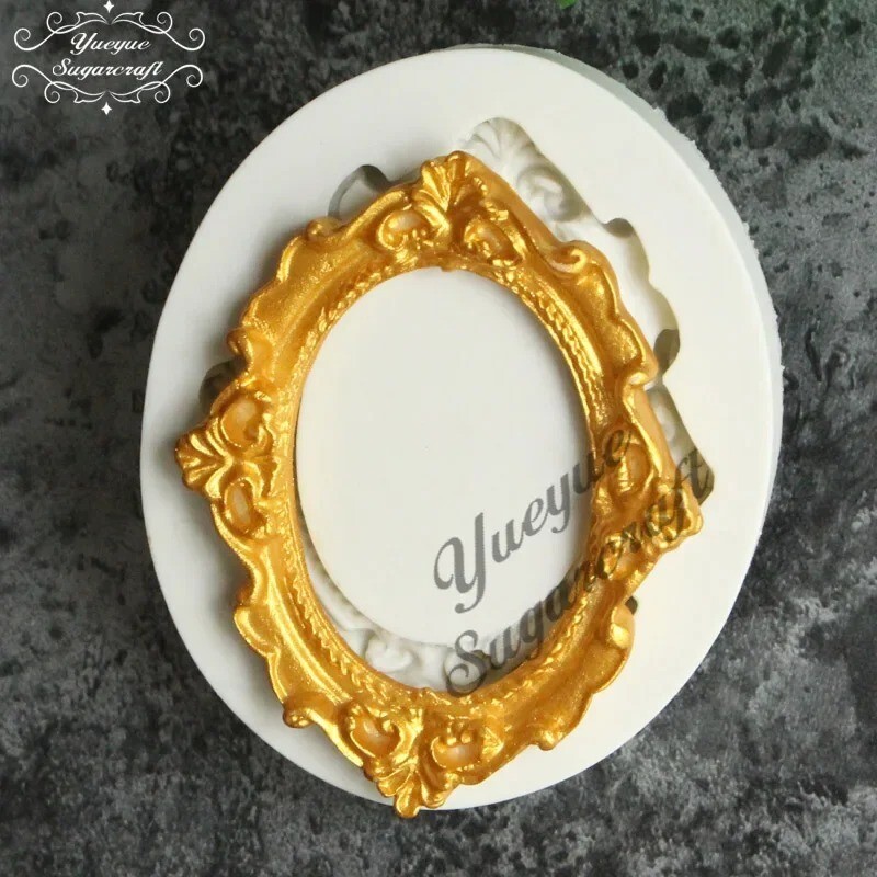Baroque Scroll Sugarcraft Mirror Picture Frame Silicone Mold Fondant Lace Mould gallery