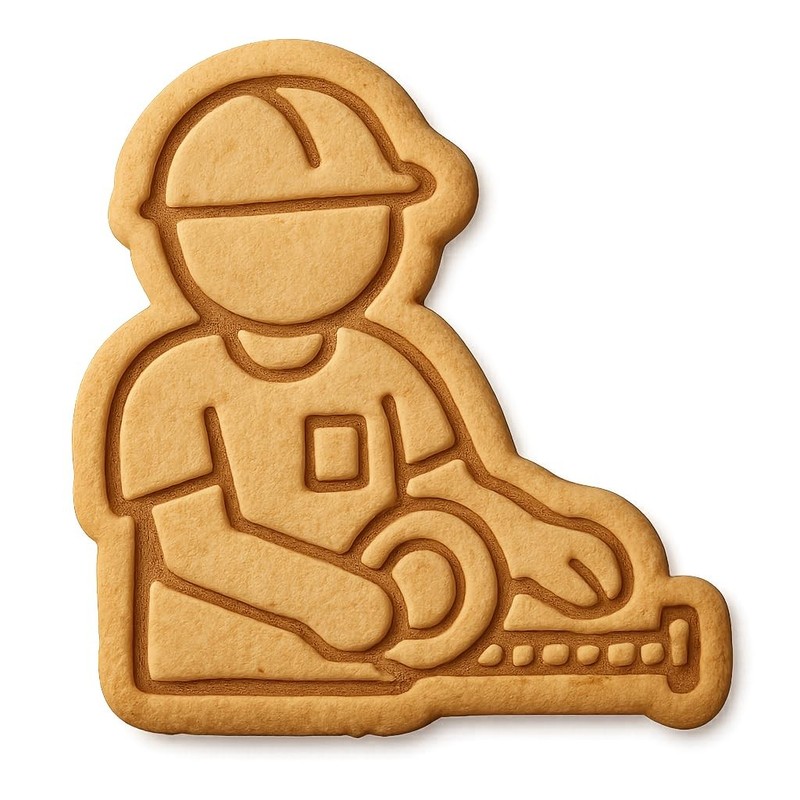 Tape Measuring Laborer Cookie Cutter & Stamp, Fondant & Clay Cutter – 3.5×4″