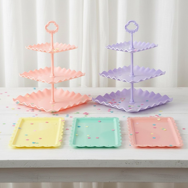 5 Piece Cake Stand Set with 2 x Large 3-Tier Cupcake Stands, 3 x Appetizer Tr... gallery