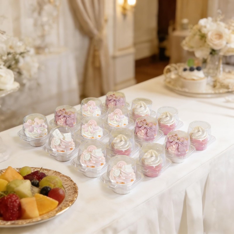 NPLUX 50 Pack Individual Cupcake Containers Plastic Standard, Clear gallery