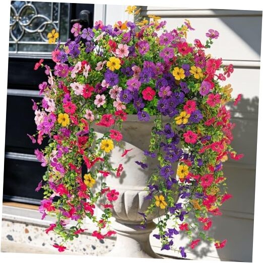 8PCS Artificial Hanging Fake Set5-dark Purple Light Purple Rose Red Yellow Pink gallery