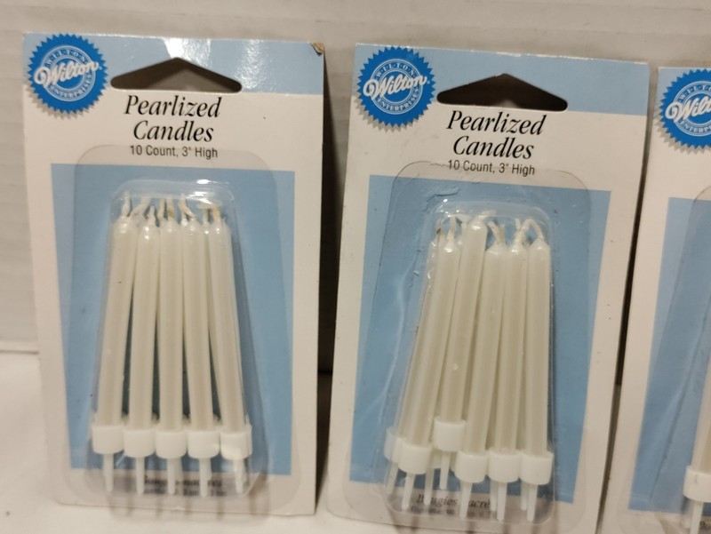 4 Packs 2004 Wilton White Pearlized Candles 3" 10 Per Pack-NEW gallery
