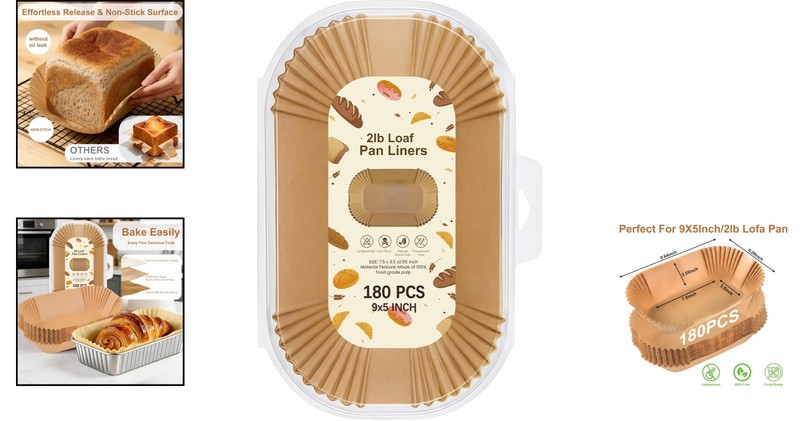 Multi-Purpose Disposable Baking Liners 9x5 Inch for Bread & Treats - 180 PCS gallery
