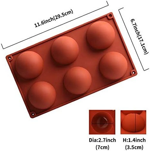 6 Holes Silicone Molds For Making Chocolate Bomb Cake Jelly Dome Mousse, 3 pans gallery