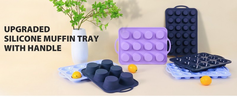 Jumbo Silicone Muffin Pan with Metal Frame, Non Stick Silicone Cupcake Pan with gallery