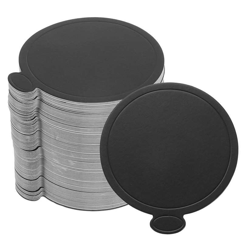 100pcs Mini Cake Boards, Mousse Cake Cardboards Round Cake Bases (Black)