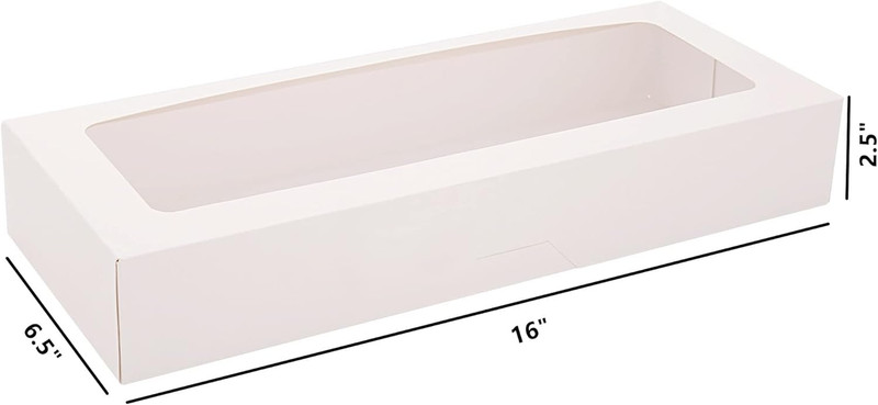 20-Pack 16" X 6.5" X 2.5" Cookie Boxes with Window, White Bakery Boxes, Strawber gallery