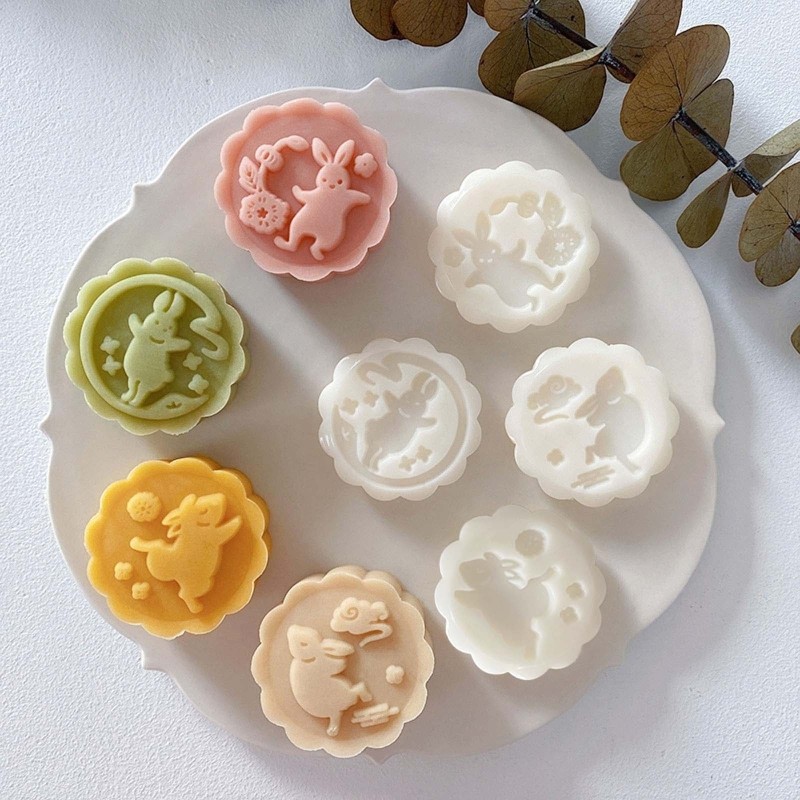 Plastic Material Mooncake Molds Stamp Moon Cake Mould Cartoon Bunny Shaped Molds gallery