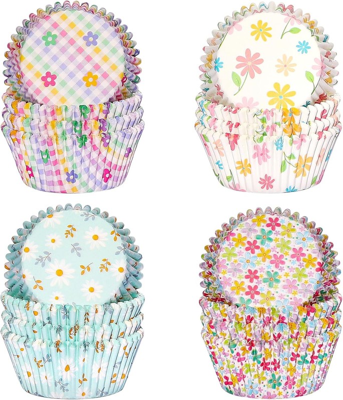 Standard Cupcake Liners 400 Count Paper Baking Cups Spring Floral Disposable