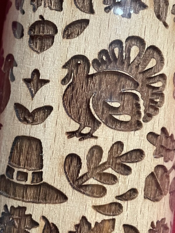 Rolling Pins Danbury Mint Year Of Cheer Embossed 17” Thanksgiving Christmas NEW gallery