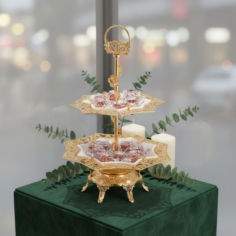 Glass Fruit Tray Stand Gilded Tableware Openwork gallery