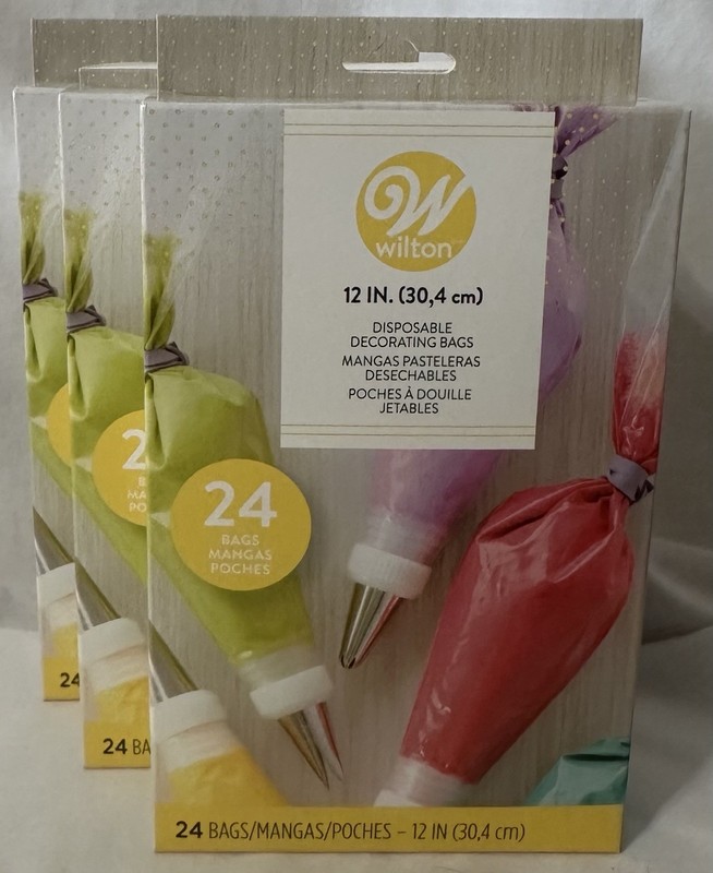 Three Boxes Wilton 24 Count Disposable Decorating Bags, 12″