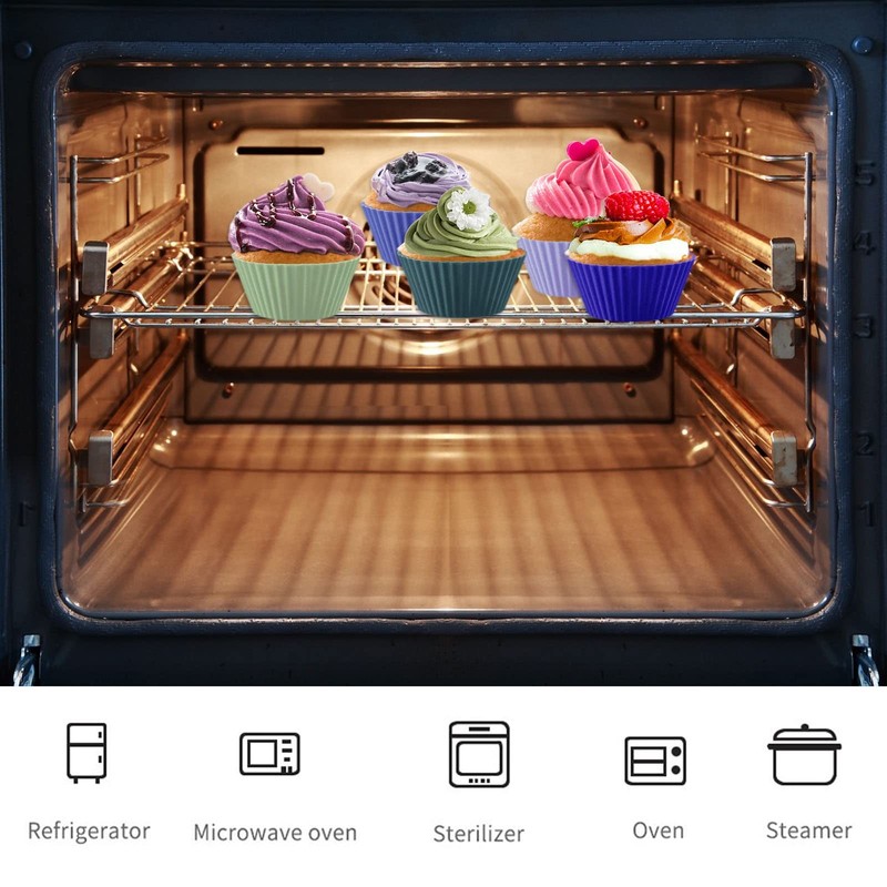 48 PCS Mini Reusable Silicone Cupcake Liners Muffin Baking Cups Food Grade gallery