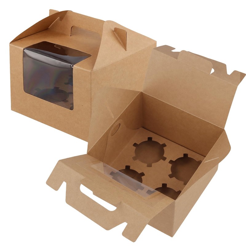 80 PCS 4 Count Cupcake Boxes, 40 Sets Kraft Muffin Boxes with Window, Insert …