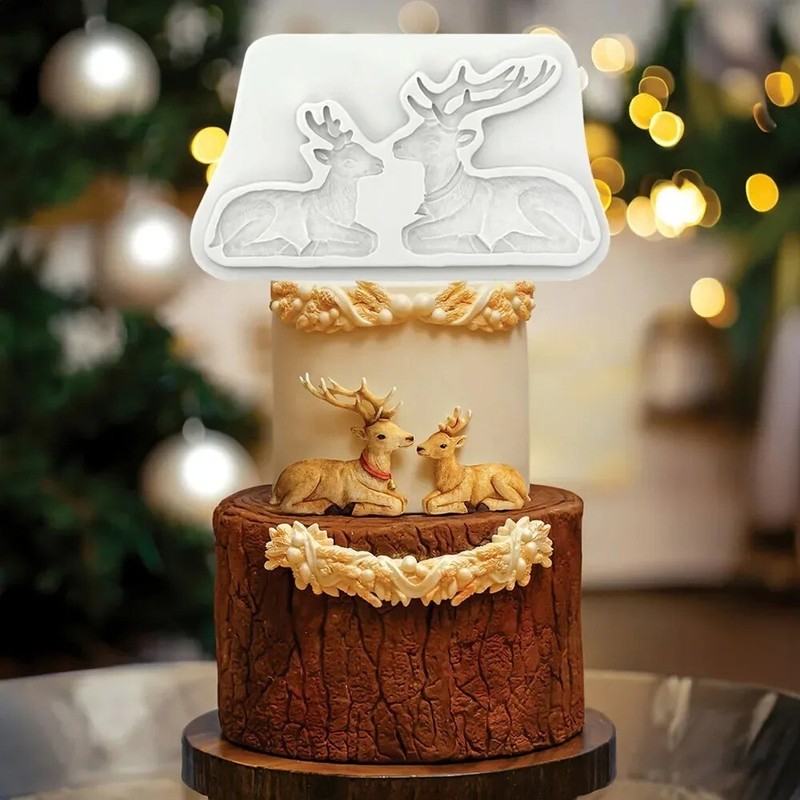 Christmas Sitting Reindeer Silicone Mold Fondant Elk Sugarcraft Silicone Mould