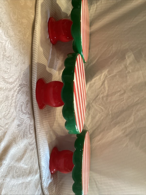 Ceramic Cake Stand Holiday Stripe 7″x 4″