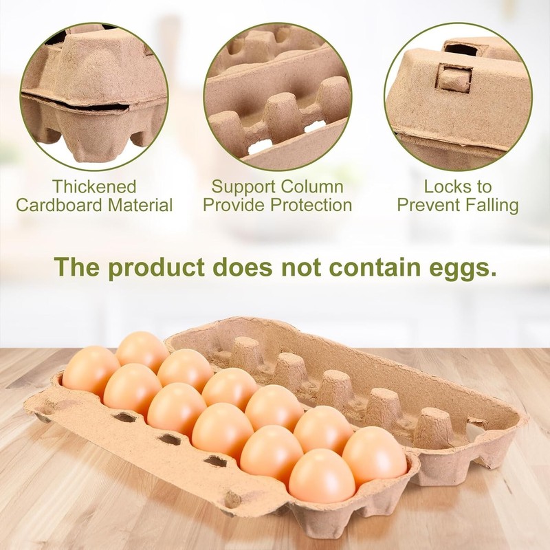 100 Pcs Air Vented Egg Cartons Bulk Holds up to 12 Eggs Strong Sturdy Natural... gallery
