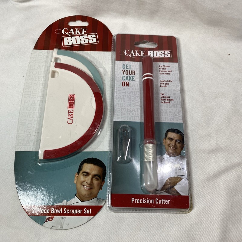 Cake Boss Precision Cutter & 2 Pc Bowel Scraper Set Great For Fondant Etc. NEW