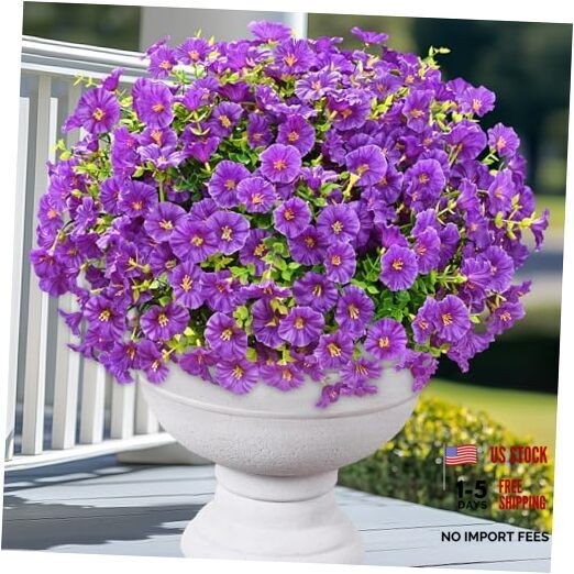 Artificial Flowers for Outdoors Fake Outdoor Flowers, UV 26 Bundles Purple