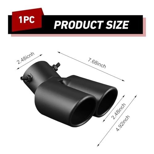Car Dual Exhaust Tip, 2.48" Stainless Steel Y Tail Pipe with Fixed Bolt, gallery