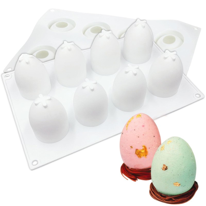 Easter Silicone Egg Molds 3D Egg Shaped Fondant Mold for Chocolate, DIY Bakin…