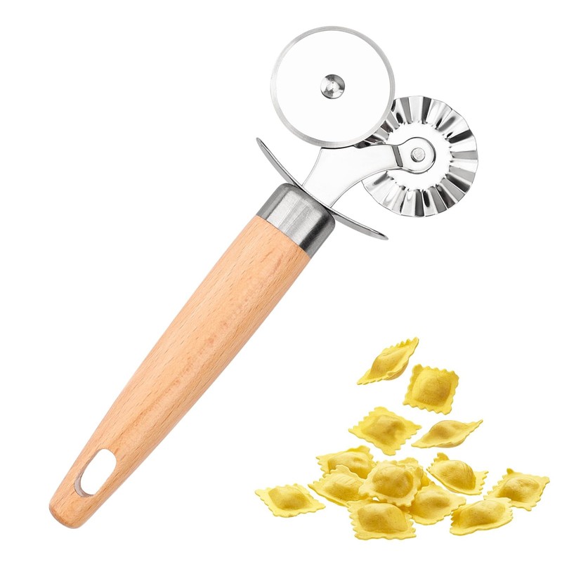 Pastry Cutter Double Wheel – Exquisite Wooden Handle, Perfect for Pasta, Pizz…